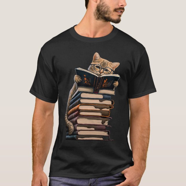 Bok Smart Katt För Bok Katt T Shirt (Framsida)