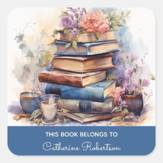 Bok Stack tillhören i Bok till bokskylten Namn Fyrkantigt Klistermärke
