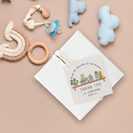 Bok Them Shelf Baby Shower Light Taupe Neutralt Gåvor Etiketter