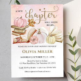 Bok Theme Fall Rosa Pumpkin Baby Shower Inbjudningar