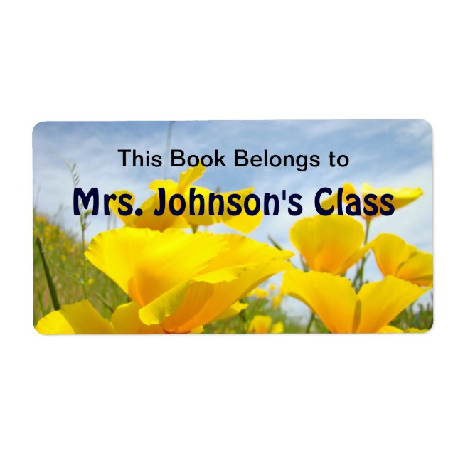 Bok tillhör Mrs. Anpassat Namns Klass Vallmo Fraktsedel (Framsidan)