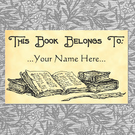 Bok Tillhör To Vintage Bokar Anpassningsbar Bookpl Rektangulärt Klistermärke