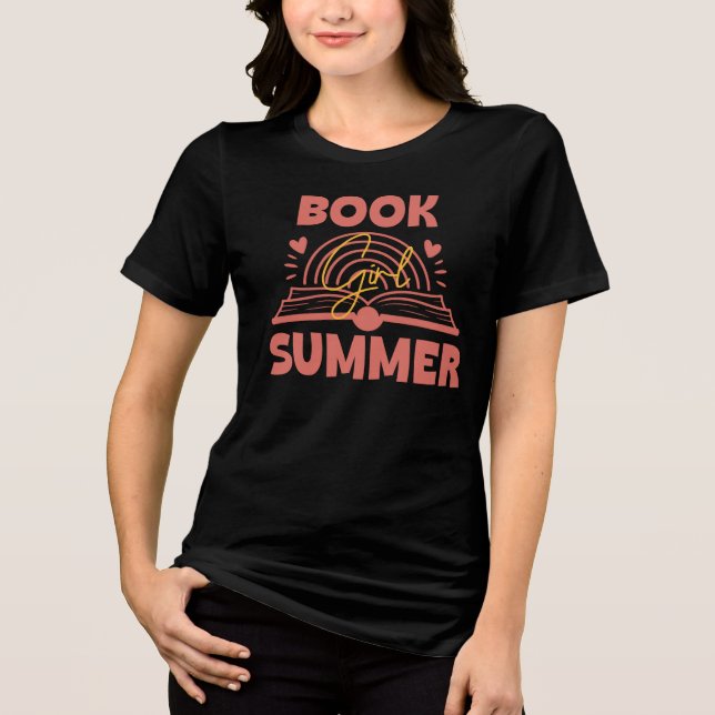 Bok tjej sommar, boklig sommar  t shirt (Framsida)