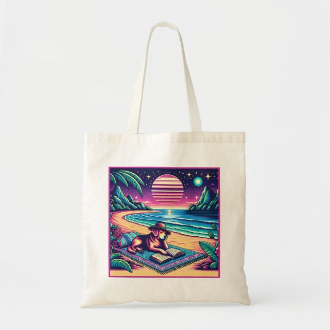 Bok Tote Bag Golden Retriever Reading A Bok Tygkasse (Framsidan)
