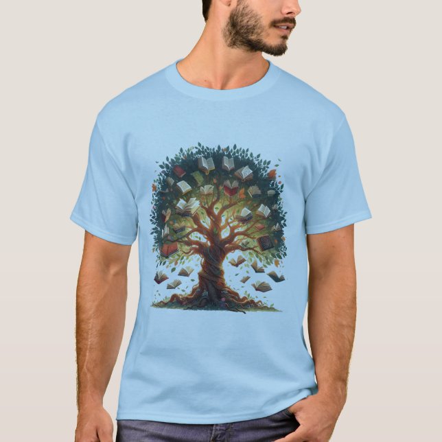 bok träd ljusblått t shirt (Framsida)