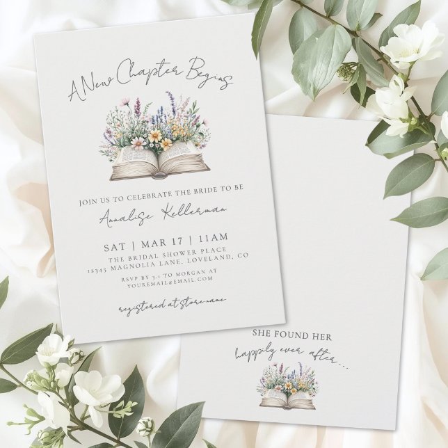 Bok Vintage Wildflower Bröllopsdusch Inbjudningar (Book Vintage Wildflower Bridal Shower Invitation )