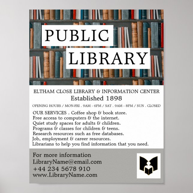 Bok Visning, Bibliotek Reklam Poster (Framsidan)
