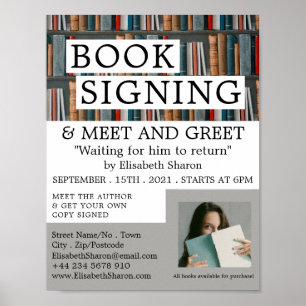 Bok Visning, skrivprogram Bok signerar annonsering Poster