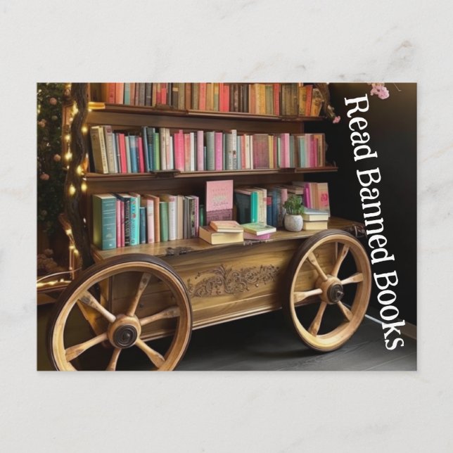 Bok Wagon Read ban Bokar Vykort (Framsida)