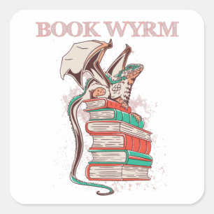 Bok Wyrm Fyrkantigt Klistermärke