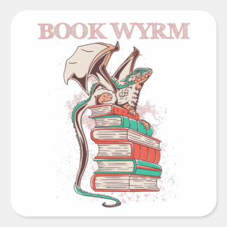 Bok Wyrm Fyrkantigt Klistermärke