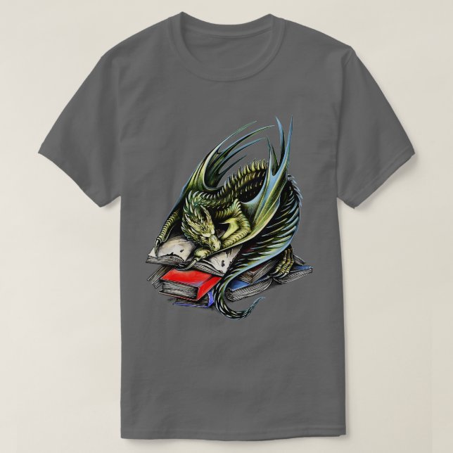 Bok Wyrm Magic Dragon Bok Mask Reading Tee (Design framsida)