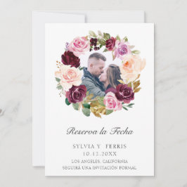 Boka datum Lila Blommig Foto Spanska Spara Datumet