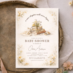 Boka Ny Kapitel Börjar Baby Shower Inbjudningar