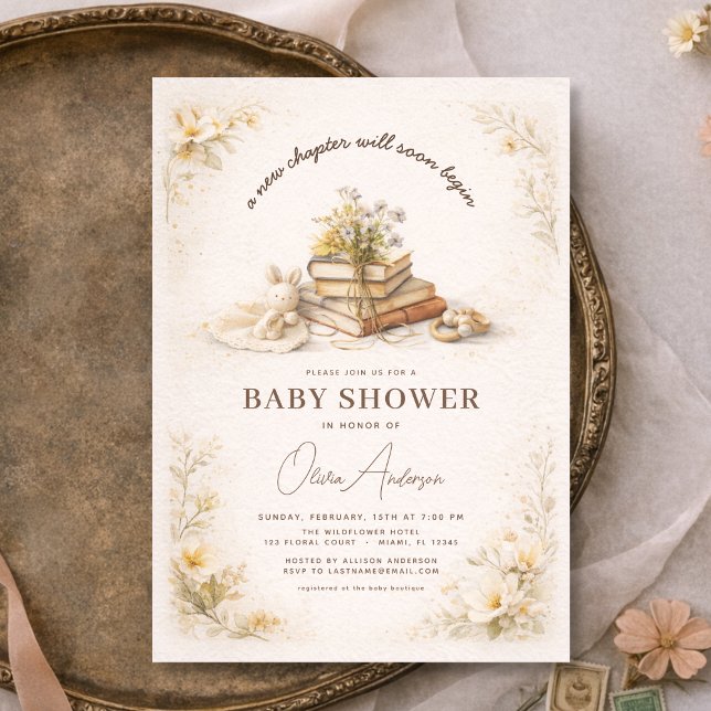 Boka Ny Kapitel Börjar Baby Shower Inbjudningar (Skapare uppladdad)