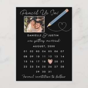 "Boka oss" Modern kalender Spara datumet Meddelande Vykort