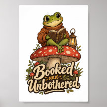 Bokad och oberörd groda som läser bok Väggkonst