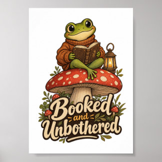 Bokad och oberörd groda som läser bok Väggkonst