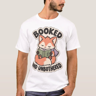 Bokad och oberörd Mysig läsande räv T Shirt
