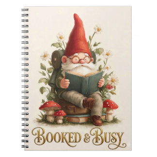 Bokad och upptagen läsgnome anteckningsbok