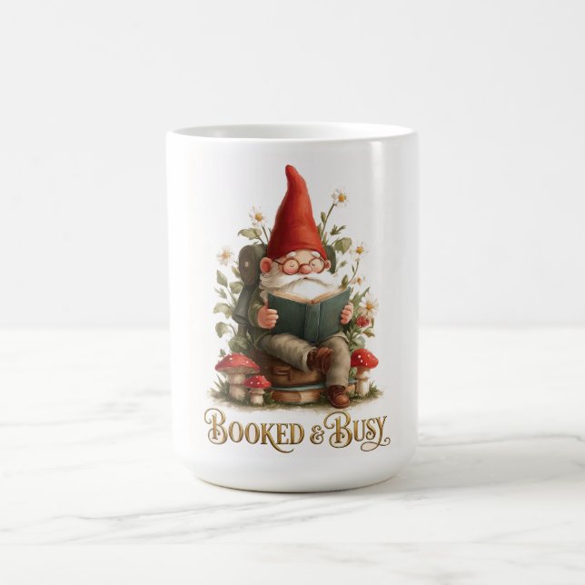Bokad och upptagen läsgnome kaffemugg (Center)