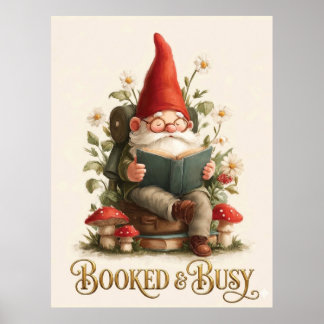 Bokad och upptagen läsgnome poster