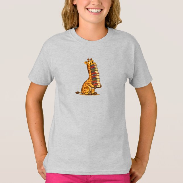 Bokälskande Giraff T Shirt (Framsida)
