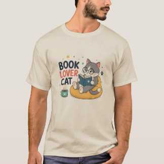 Bokälskande Katt Söt Läsande Katt Bokmask Illustra T Shirt
