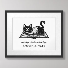 Bokälskande svart katt rolig citat poster