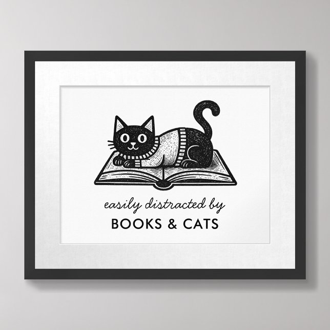Bokälskande svart katt rolig citat poster (Skapare uppladdad)