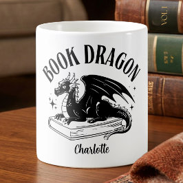 Bokälskardragon Fantasy Läsarens Namnpresent Kaffemugg