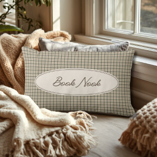 Bokälskare Elegant Script Gingham Lumbarkudde