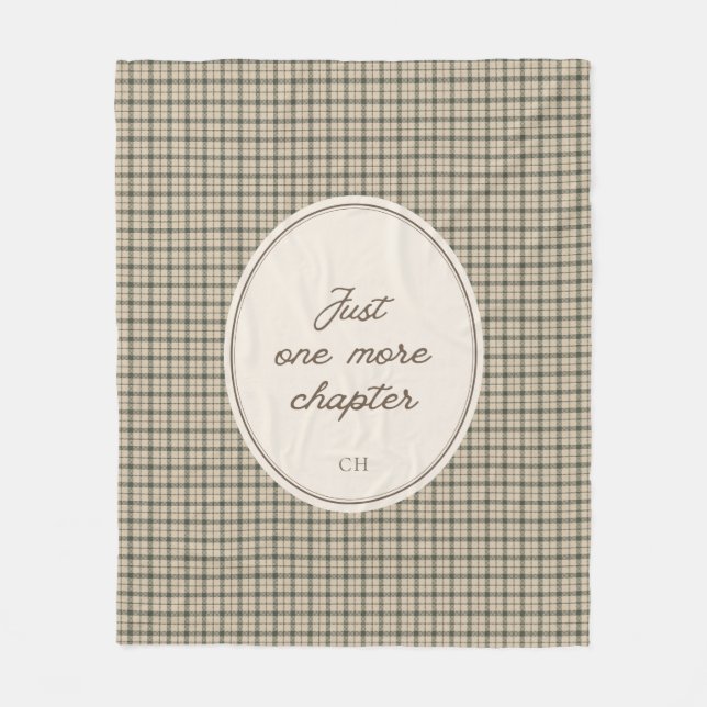 Bokälskare Elegant Skript Gingham Monogram Present Fleecefilt (Framsidan)