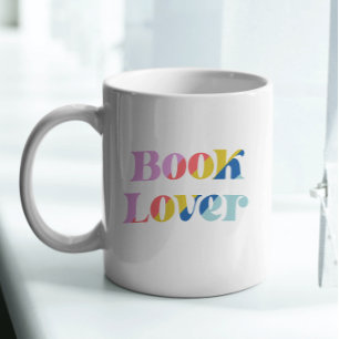 Bokälskare färgrik retro typografi trendig kaffemugg