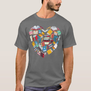 Bokälskare Hjärtform läs klubb Bibliotekarie Bibli T Shirt