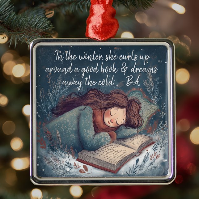 Bokälskare jul julgransprydnad metall (Christmas ornament for book lover)