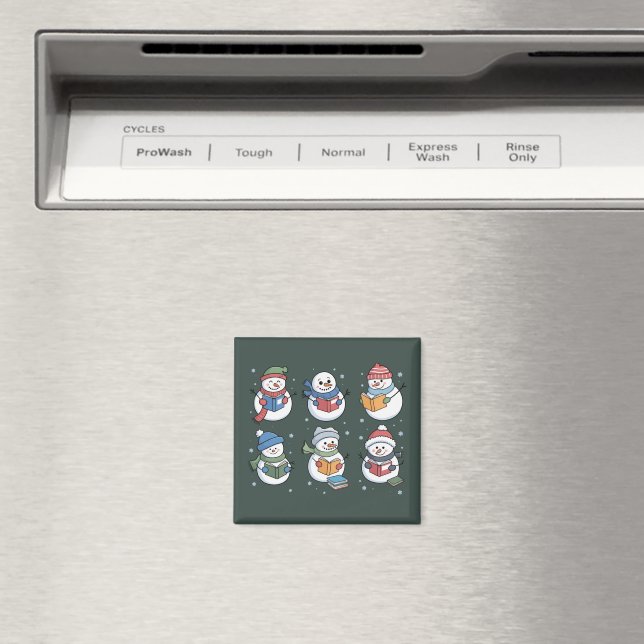 Bokälskare Snöman Läs gåva Lärare Vinter  Magnet (In Situ (Dishwasher))