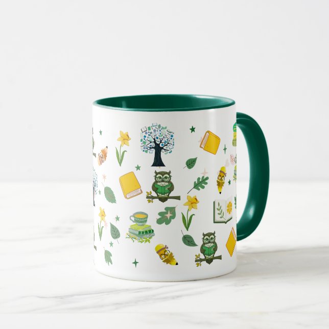 Bokälskare Vår Design 11oz Kaffemugg (Framsida höger)