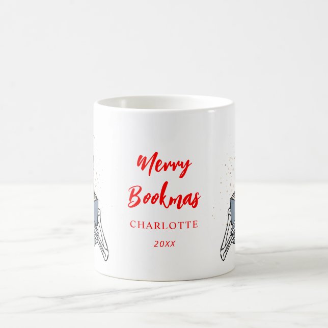 Bokälskares Glada Bokmas Julskelett Anpassad Kaffemugg (Center)