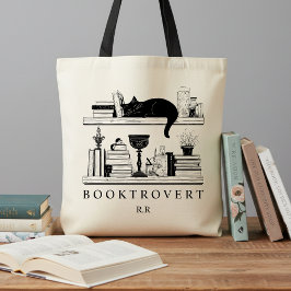 Bokälskares mysiga akademiska boktrovertmonogram tygkasse