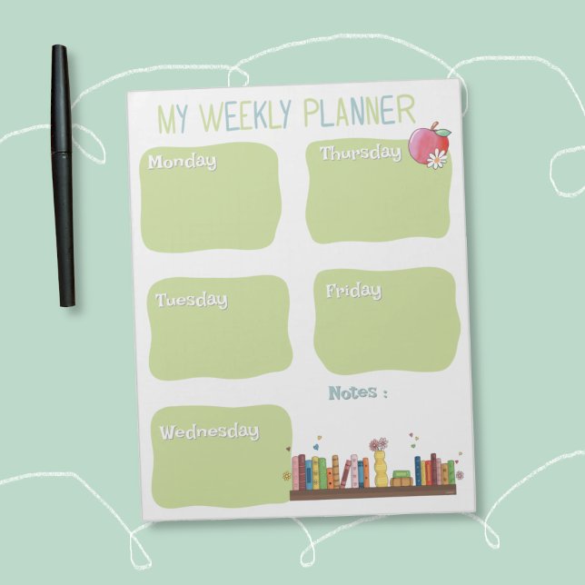 Bokälskares veckoplaneringsblock anteckningsblock (Books lovers weekly planner notepad .)