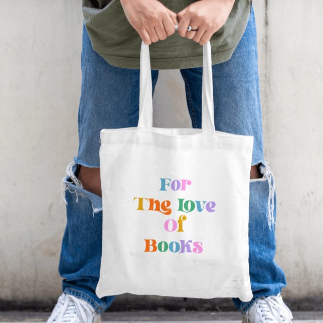 Bokar älskare som läser färglös typografi modern tygkasse (book lovers colorful typography tote bag. Simple modern white quote text for book readers)