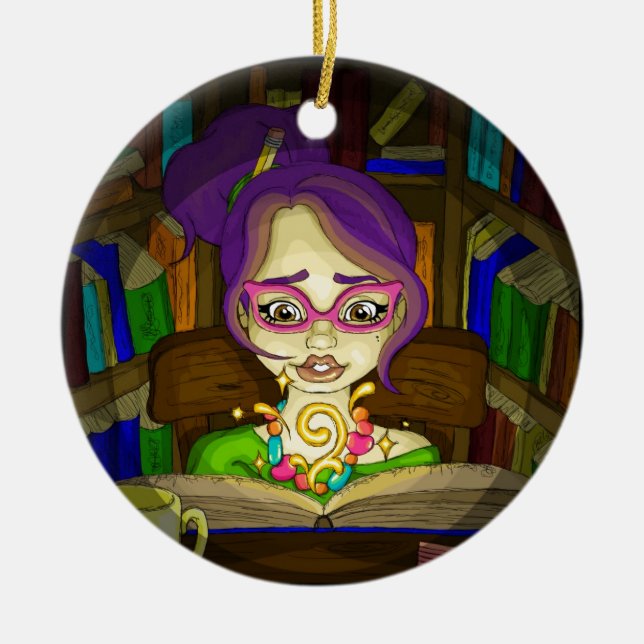 Bokar är magiska julgransprydnad keramik (Framsidan)