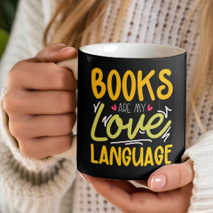 Bokar är min språkläsning i Kärlek Coola Bok Älska Kaffemugg