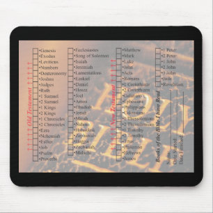 Bokar av bibeln kontrollerar listar av Mousepad Musmatta