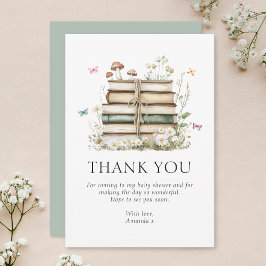 Bokar Baby Shower för vattenfärgsfärg, Blommigt Tack Kort