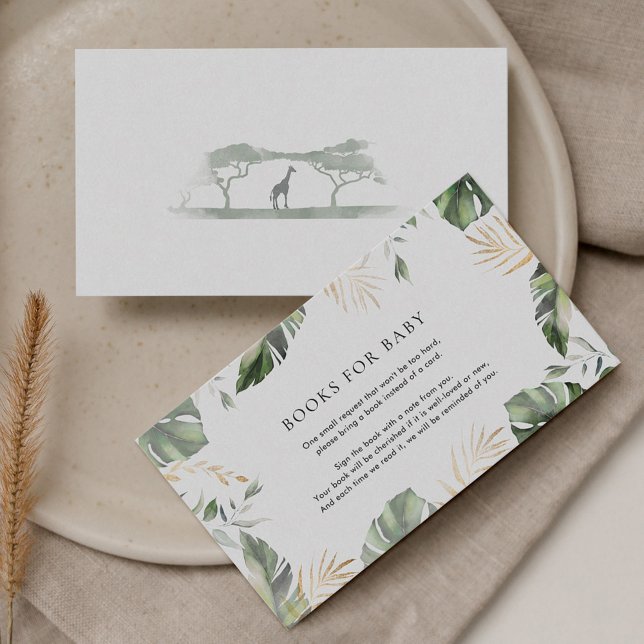 Bokar begär Tropical Handflatan Safari Baby Shower Tilläggskort (Books Request Jungle Baby Shower Enclosure)