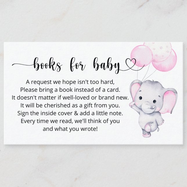 Bokar-begäran om elefant-babyskor för Baby Rosa Tilläggskort (Skapare uppladdad)