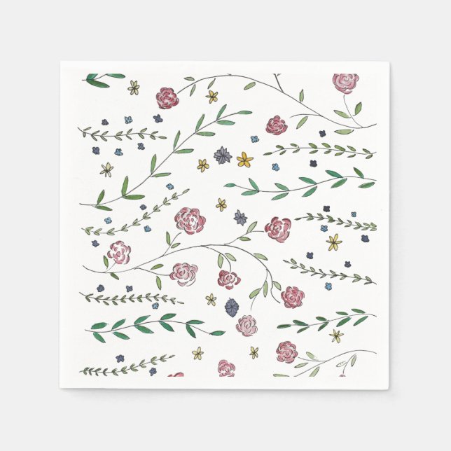 Bokar & Blommar Cocktail Napkins Pappersservett (Framsidan)