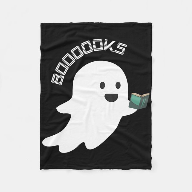 Bokar Boo Ghost Reading Funny Halloween Bok Älskar Fleecefilt (Framsidan)